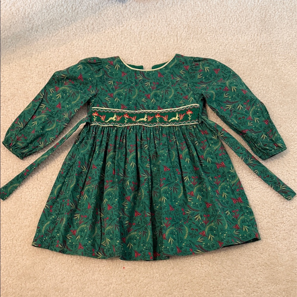Bonnie Jean Green Floral Kids Dress